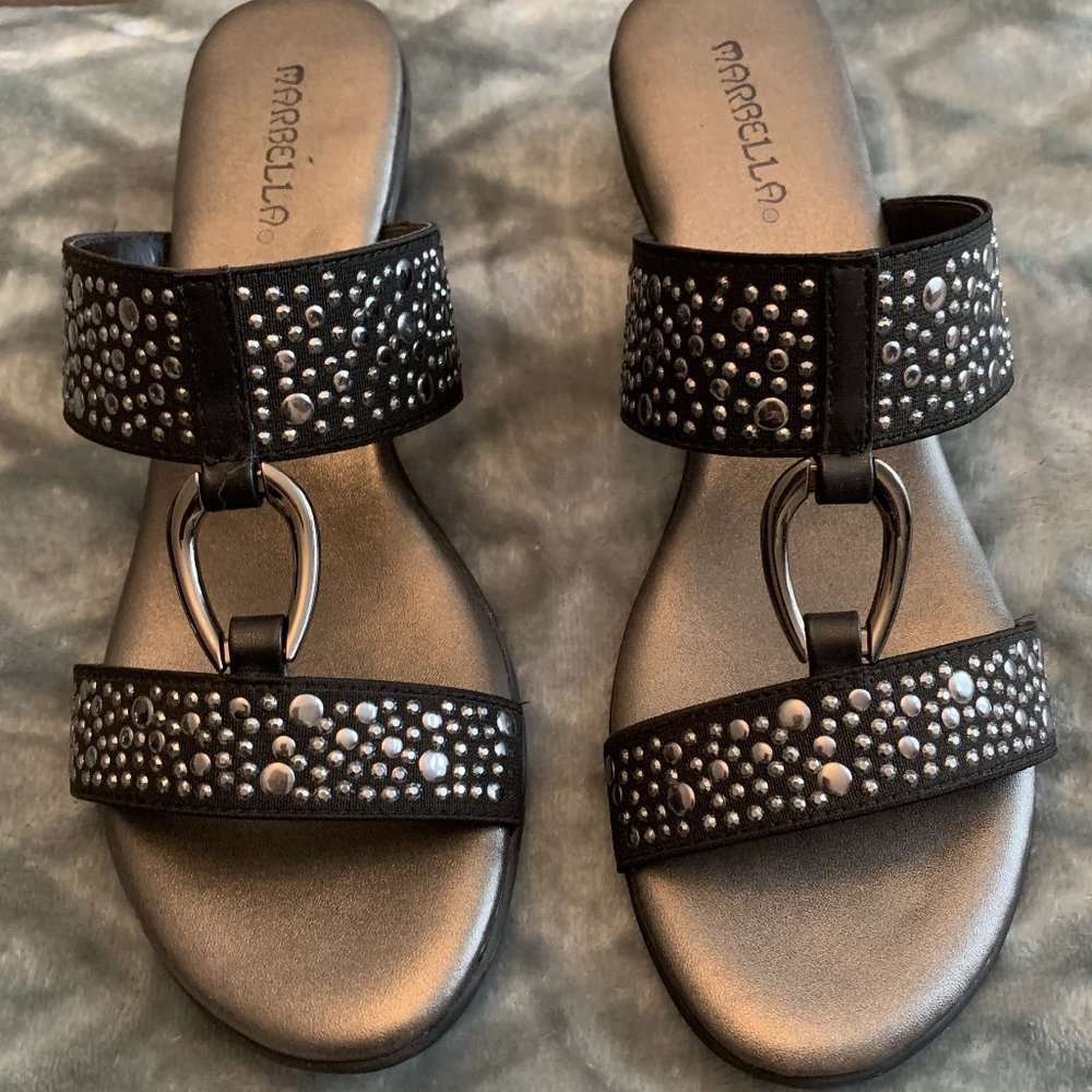 Studded Black Sandals by Marbella